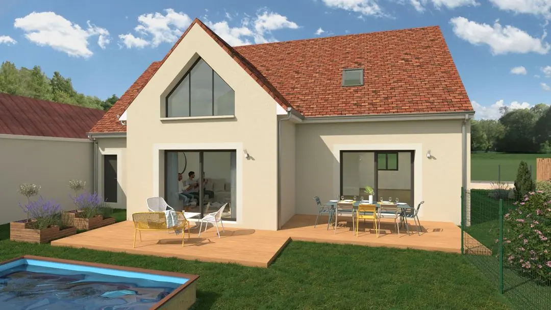 Façade arrière & terrasse — projet de maison accompagné par Mathieu Teixeira