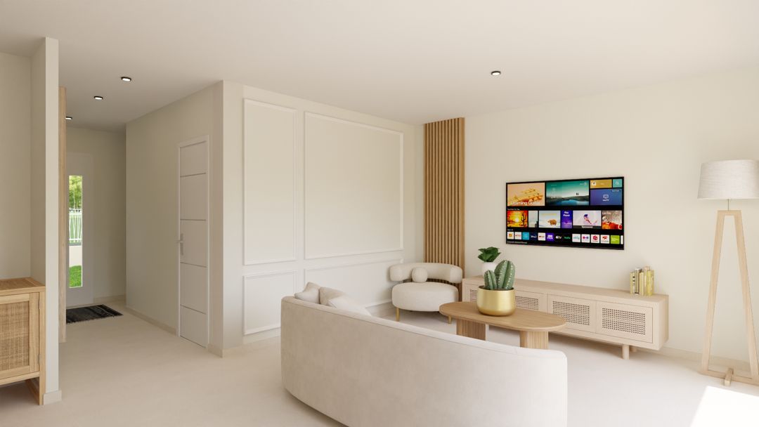 Salon & coin TV — projet de maison accompagné par Mathieu Teixeira