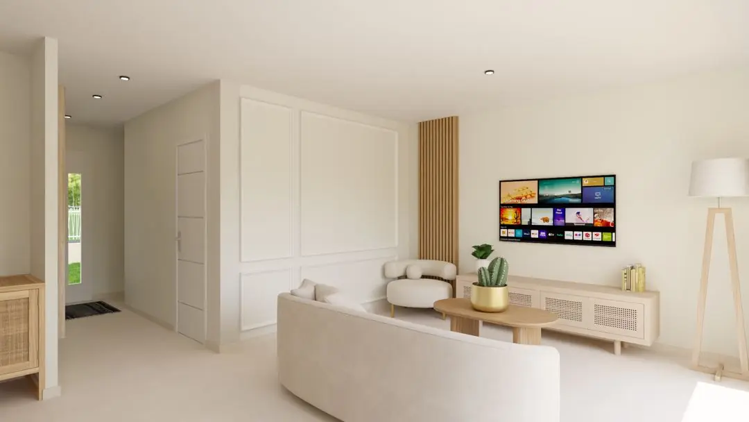 Salon & coin TV — projet de maison accompagné par Mathieu Teixeira